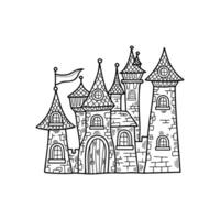 isolate black and white illustration of vampire castle on background vector