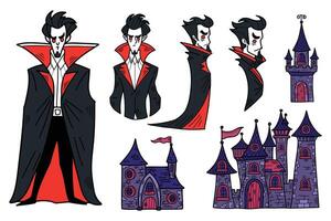 illustration of vampire character set on background vector