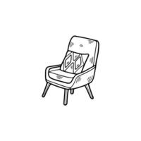 isolate black and white armchair on background vector