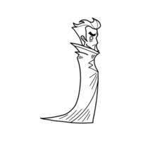 isolate black and white illustration of vampire character on background vector