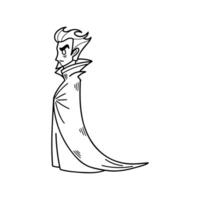 isolate black and white illustration of vampire character on background vector