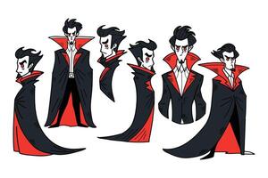 illustration of vampire character set on background vector