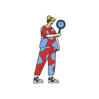 isolated illustration of a man holding a magnifying glass for searching vector