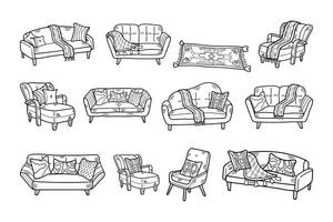 black and white sofa set on background vector