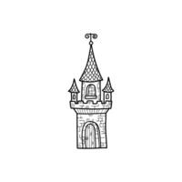 isolate black and white illustration of vampire castle on background vector