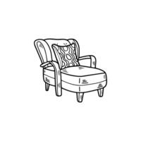 isolate black and white armchair on background vector