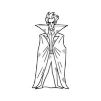 isolate black and white illustration of vampire character on background vector