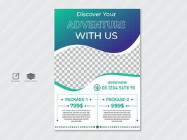 Creative Travel agency advertisement flyer design template vector