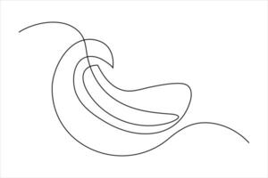 Continuous one line drawing of ocean sea wave outline line art illustration vector