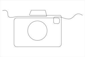 continuous single line drawing Line art of retro photo camera icon illustration vector