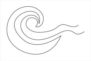Continuous one line drawing of ocean sea wave outline line art illustration vector