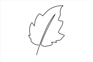 Continuous one line drawing of Leaf outline art illustration isolated on white background vector