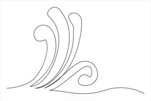 Continuous one line drawing of ocean sea wave outline line art illustration vector