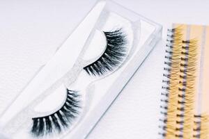 Artificial false eyelashes for make-up from eco pile. photo