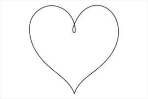 Heart continuous one line art drawing color shape Love sign outline illustration vector