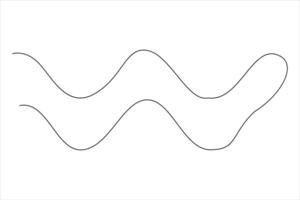 Continuous one line drawing of ocean sea wave outline line art illustration vector