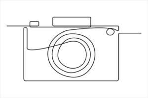 continuous single line drawing Line art of retro photo camera icon illustration vector