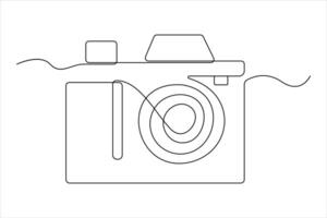 continuous single line drawing Line art of retro photo camera icon illustration vector