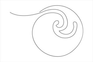 Continuous one line drawing of ocean sea wave outline line art illustration vector