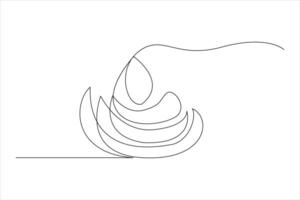 Continuous one line drawing of ocean sea wave outline line art illustration vector