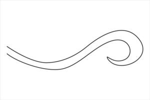 Continuous one line drawing of ocean sea wave outline line art illustration vector