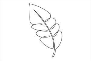 Continuous one line drawing of Leaf outline art illustration isolated on white background vector