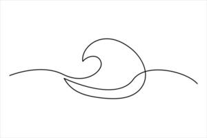 Continuous one line drawing of ocean sea wave outline line art illustration vector