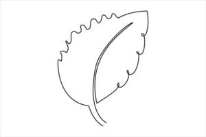 Continuous one line drawing of Leaf outline art illustration isolated on white background vector