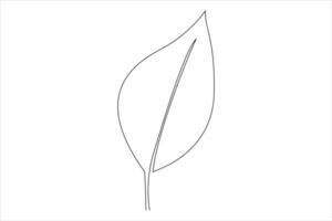 Continuous one line drawing of Leaf outline art illustration isolated on white background vector