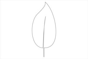 Continuous one line drawing of Leaf outline art illustration isolated on white background vector