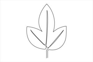 Continuous one line drawing of Leaf outline art illustration isolated on white background vector