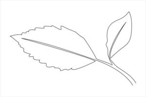 Continuous one line drawing of Leaf outline art illustration isolated on white background vector