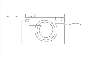 continuous single line drawing Line art of retro photo camera icon illustration vector