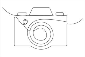 continuous single line drawing Line art of retro photo camera icon illustration vector