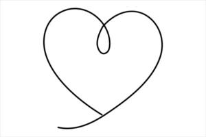 Heart continuous one line art drawing color shape Love sign outline illustration vector