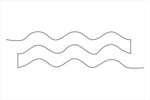 Continuous one line drawing of ocean sea wave outline line art illustration vector