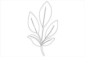 Continuous one line drawing of Leaf outline art illustration isolated on white background vector