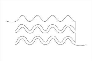 Continuous one line drawing of ocean sea wave outline line art illustration vector