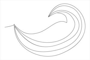 Continuous one line drawing of ocean sea wave outline line art illustration vector