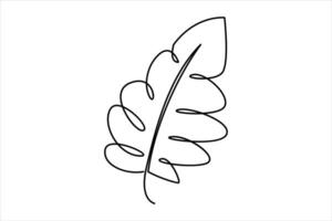 Continuous one line drawing of Leaf outline art illustration isolated on white background vector