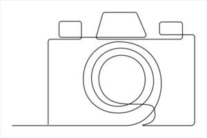 continuous single line drawing Line art of retro photo camera icon illustration vector