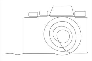 continuous single line drawing Line art of retro photo camera icon illustration vector