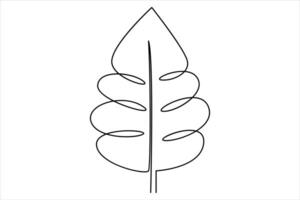 Continuous one line drawing of Leaf outline art illustration isolated on white background vector