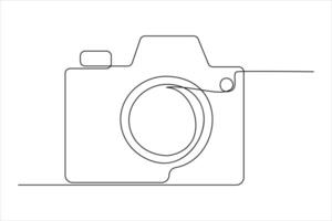 continuous single line drawing Line art of retro photo camera icon illustration vector