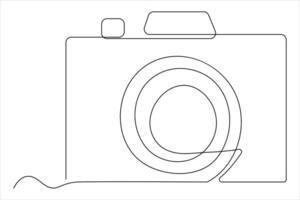 continuous single line drawing Line art of retro photo camera icon illustration vector