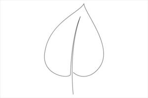 Continuous one line drawing of Leaf outline art illustration isolated on white background vector