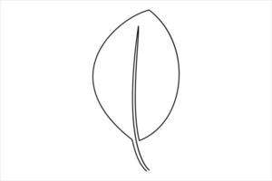 Continuous one line drawing of Leaf outline art illustration isolated on white background vector