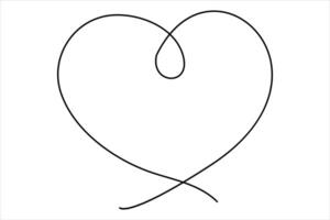 Heart continuous one line art drawing color shape Love sign outline illustration vector