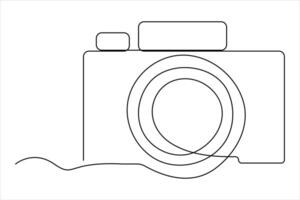 continuous single line drawing Line art of retro photo camera icon illustration vector