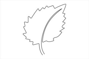 Continuous one line drawing of Leaf outline art illustration isolated on white background vector